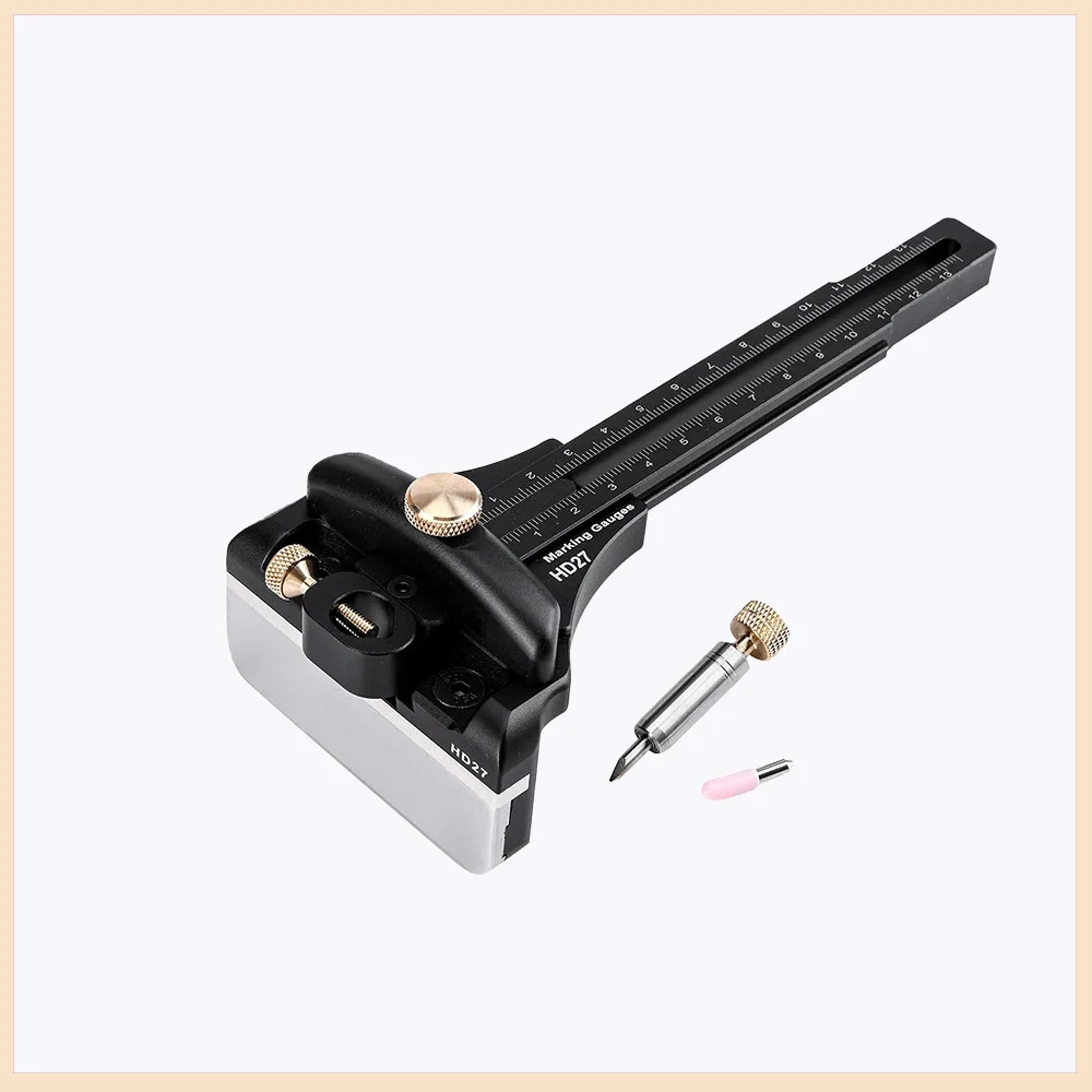 HONGDUI HD27 Cassetto di linea Scriber per la lavorazione del legno Righello di linea di marcatura in lega di alluminio Compatibilità versatile