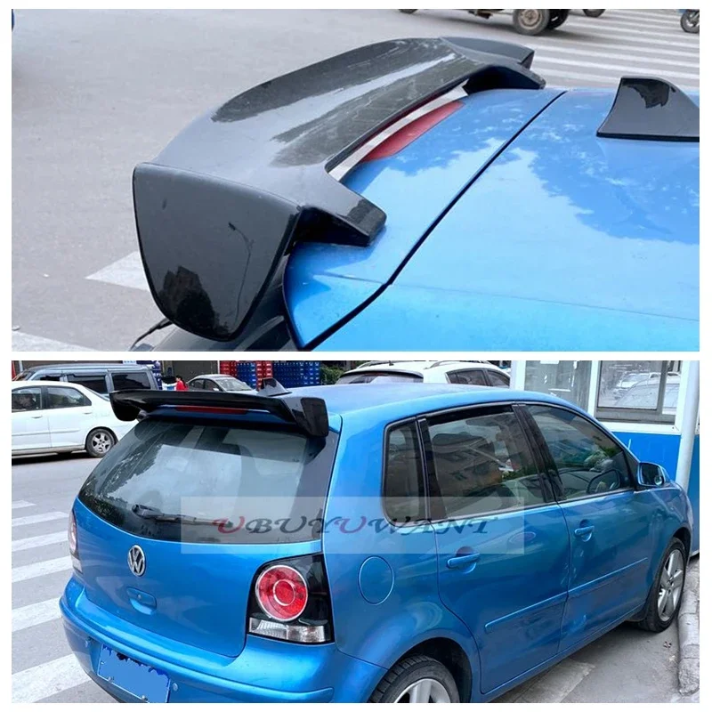 Use For Volkswagen Polo 2005-2009 Year Spoiler ABS Plastic Carbon Fiber Look Hatchback Universal Car Body Kit Accessories