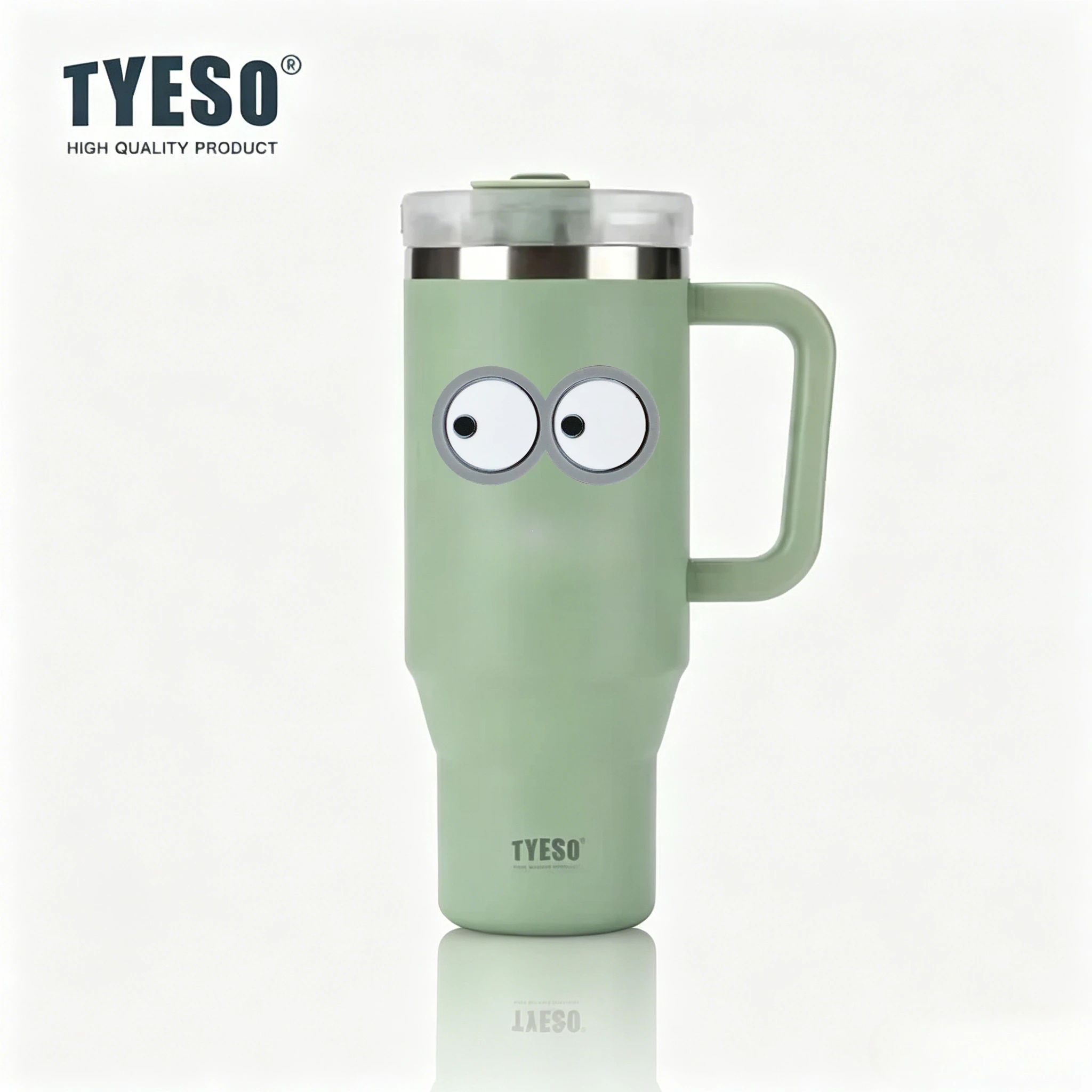 Tyeso 1200ml Vacuum With Handle and Sticker Stainless Steel Car Mug Straw Thermal Iced Travel Cup Tumbler Bottle Hot Cold Cup