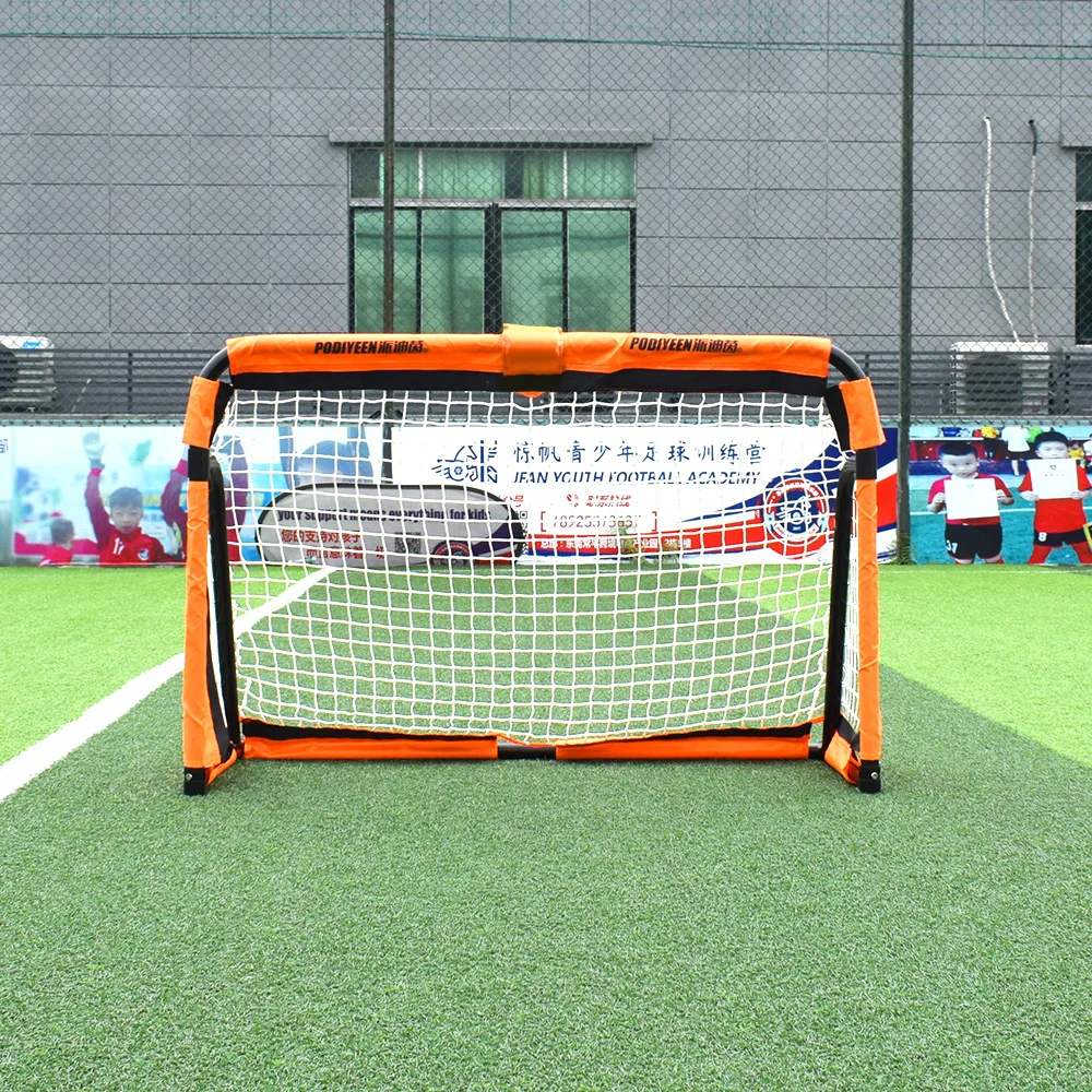 Gawang Sepak Bola Lipat Logam Kecil untuk Anak-Anak, Jaring Sepak Bola Portabel yang Dapat Dipindahkan, Gawang Lipat Datar untuk Dalam dan Luar Ruangan