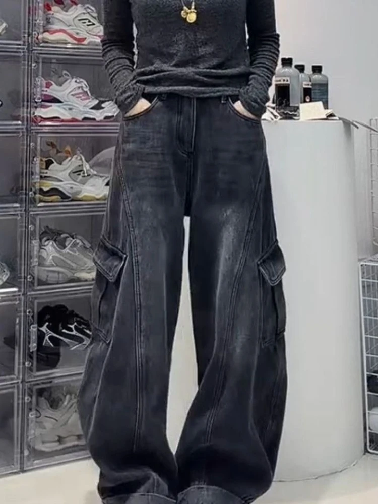 

Spring New Fashion High Waist Wide Leg Pants Women Ins Style High Street Personality Versatile Casual Haren Jeans Pants