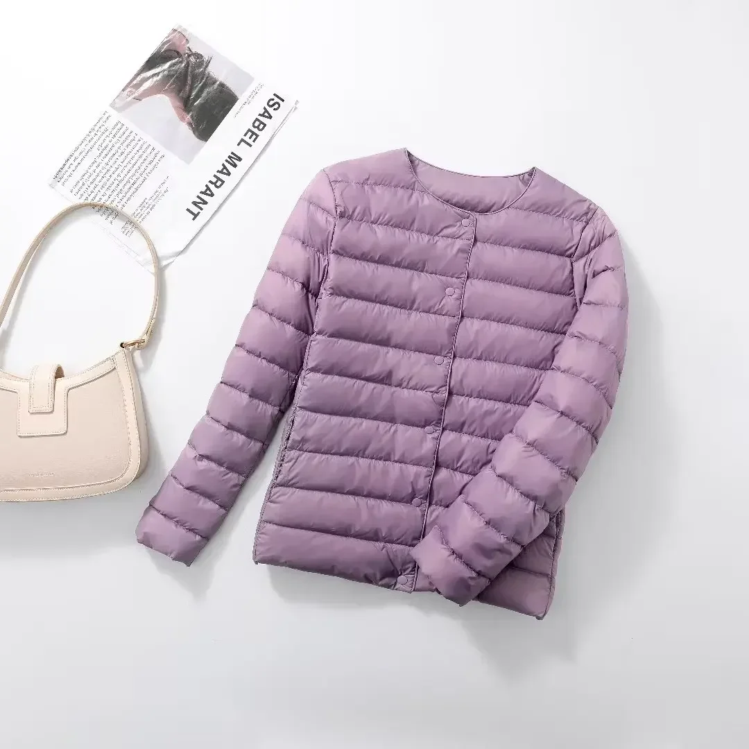 Fodera da donna Piumino d\'anatra O-Collo con scollo a V variabile 2023 Nuova donna Autunno Inverno Tenere al caldo Cappotto trapuntato leggero senza