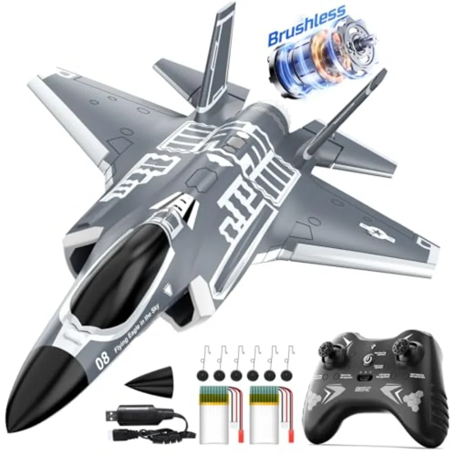 RC plane for adults, EPP material, gray color, brushless motor and 6-axis gyro stabilization for easy advanced flying