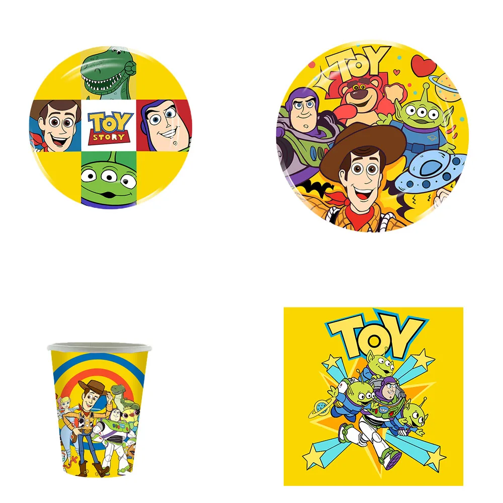 

New Disney Toy Story Birthday Party Supplies And Decorations Woody Buzz Lightyear Three eyed monster Banner Tableware Kids Party