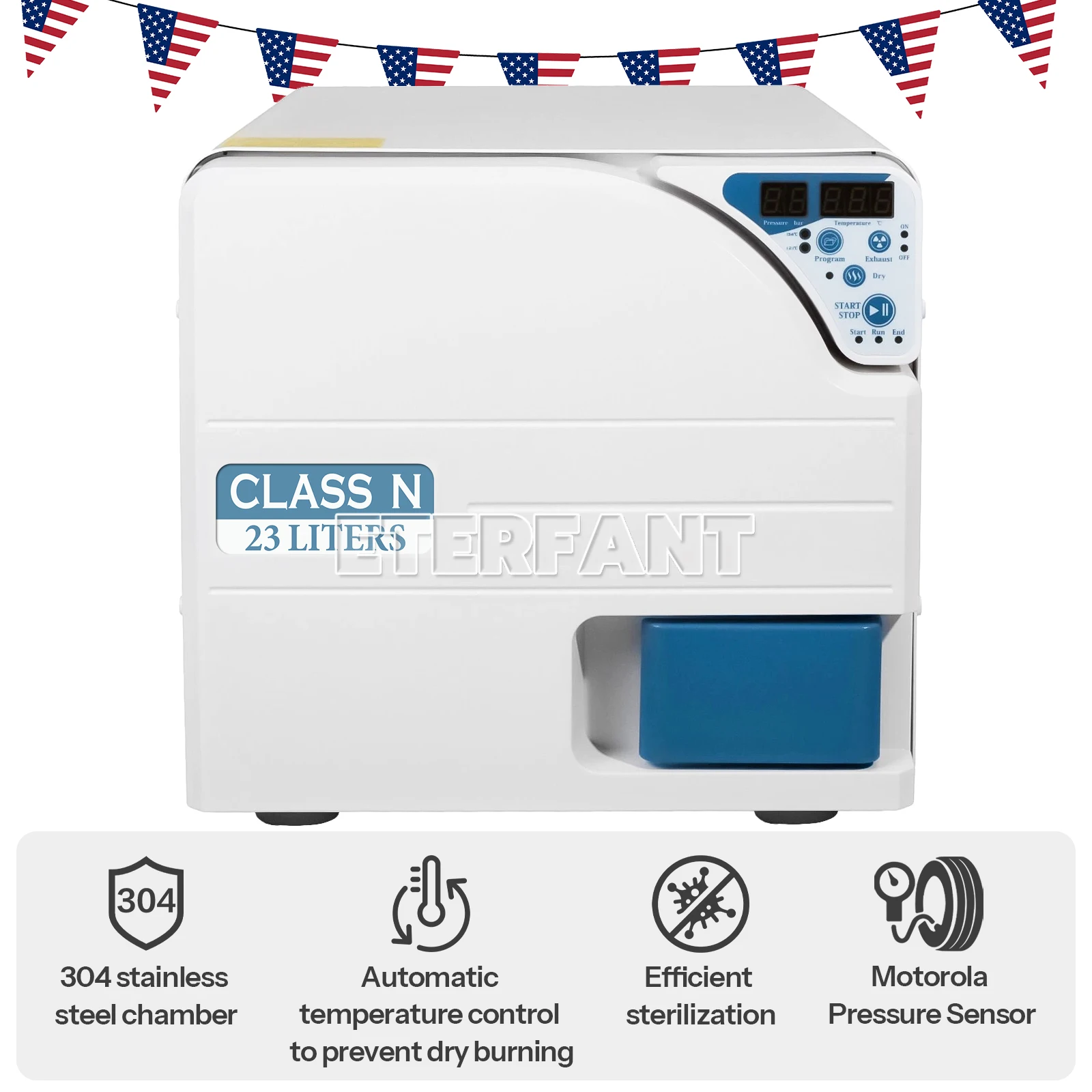 23L Class B Dental Autoclave Vacuum Steam Sterilizer+Printer with Drying Function/23L Autoclave Steam Sterilizer Drying Function