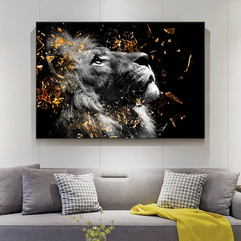 

Modern Black and White Lion Elephant Poster and Prints Canvas Painting Animal Wall Art Pictures for Living Room Home Decoration