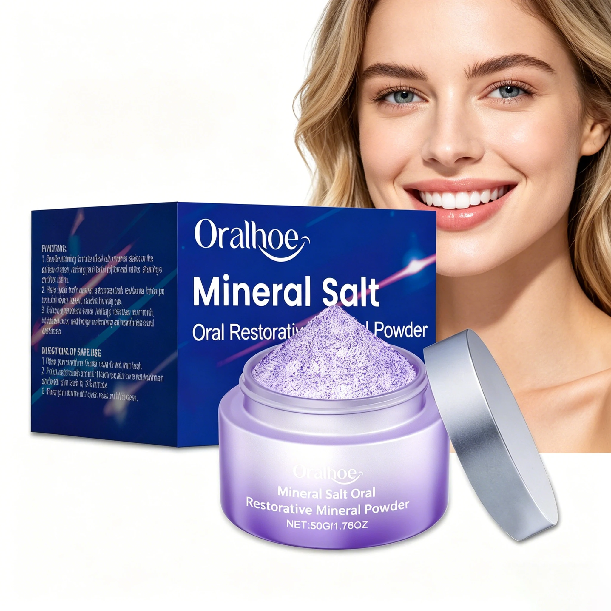 

ORALHOE Restorative Mineral Powder Remove Stain Calculus Bad Breath Repair Enamel Sensitive Tooth Mint Gum Care Purple Powder