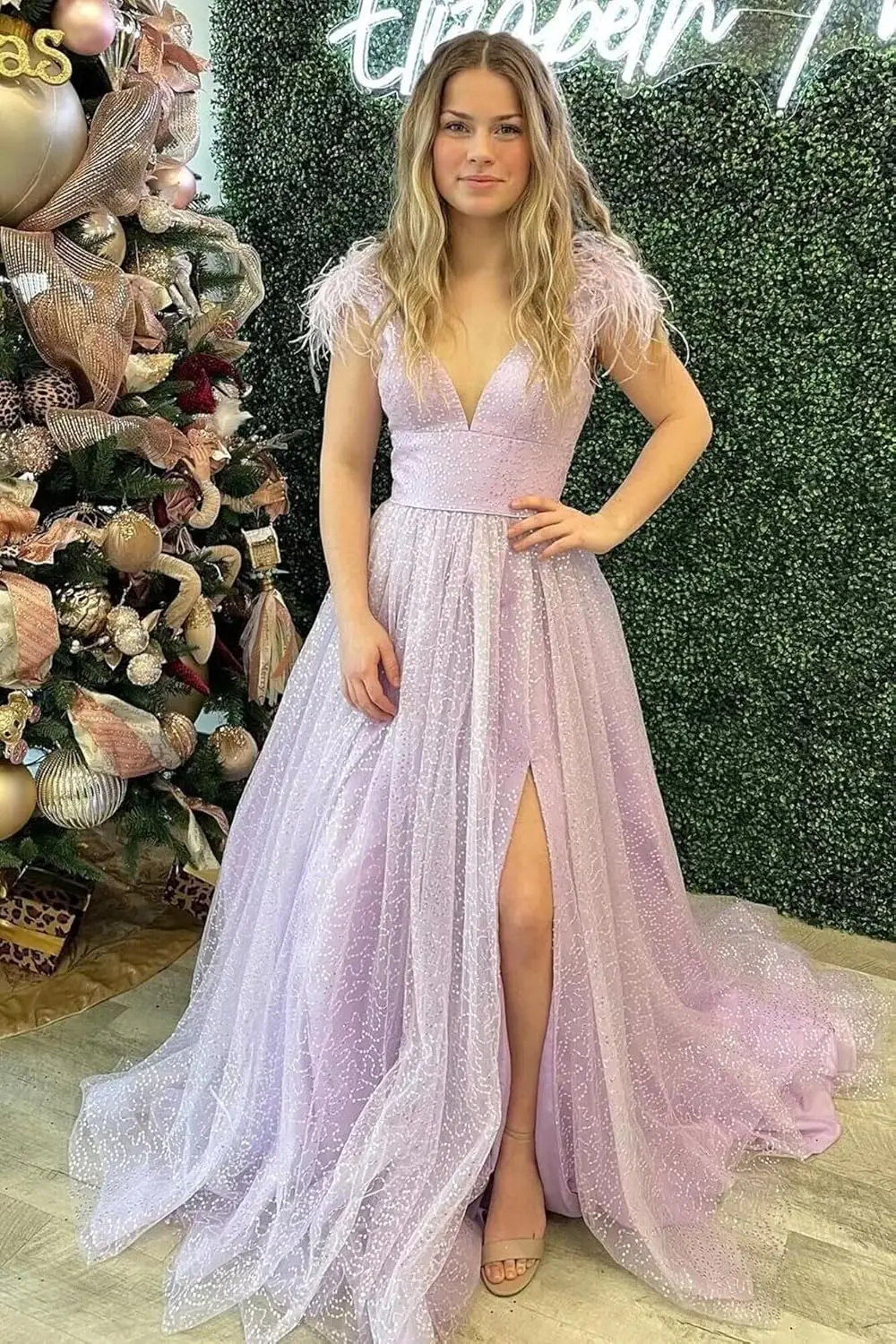 블랙 페더 프롬 드레스 스팽글 볼 가운 A라인 V넥 머메이드 정장 이브닝 드레스 웨딩 파티 가운 슬릿 포함