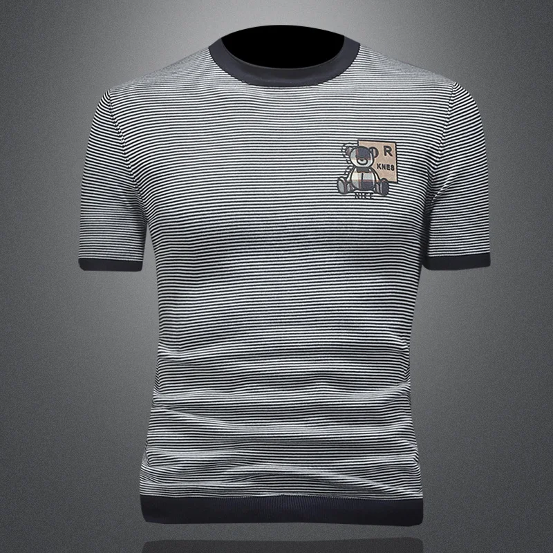 

Men's ort Sve Knitted Sweater Casual round Ne Striped Color Blo Spring Autumn Large Size Breathable Comfortable Fa...