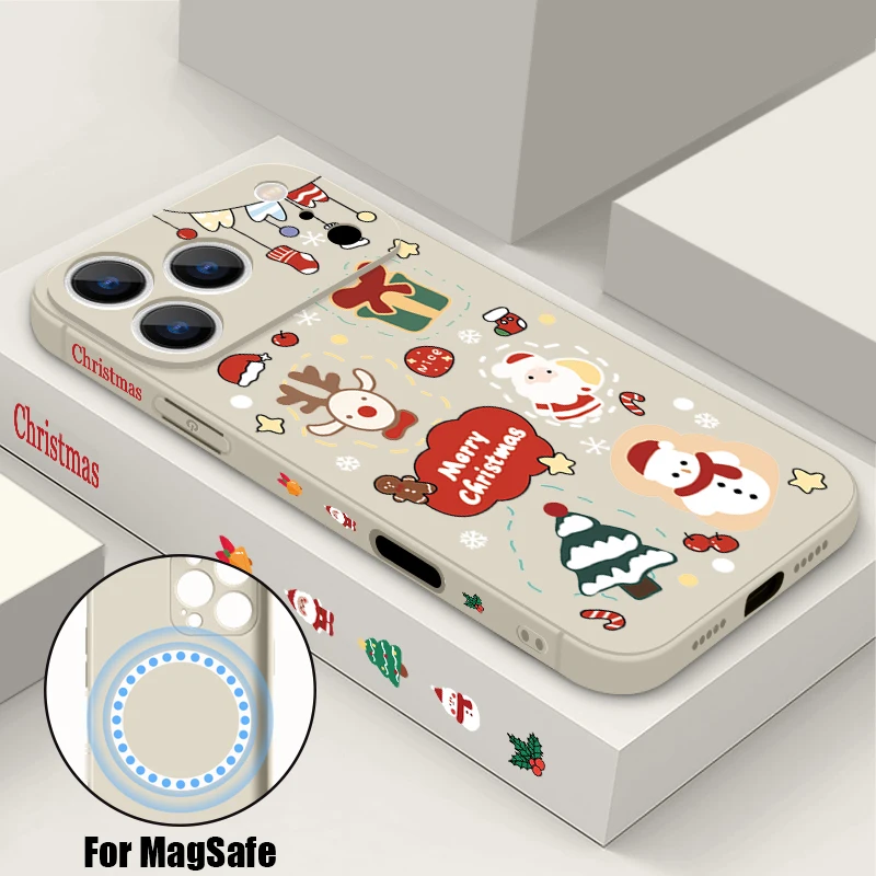 Weihnachtsmuster Handyhülle für iPhone 17, 16, 15, 14, 13, 12 Pro Max Air 11, 16E, magnetisch, für Magsafe Wireless Charge, weiche TPU-Abdeckung