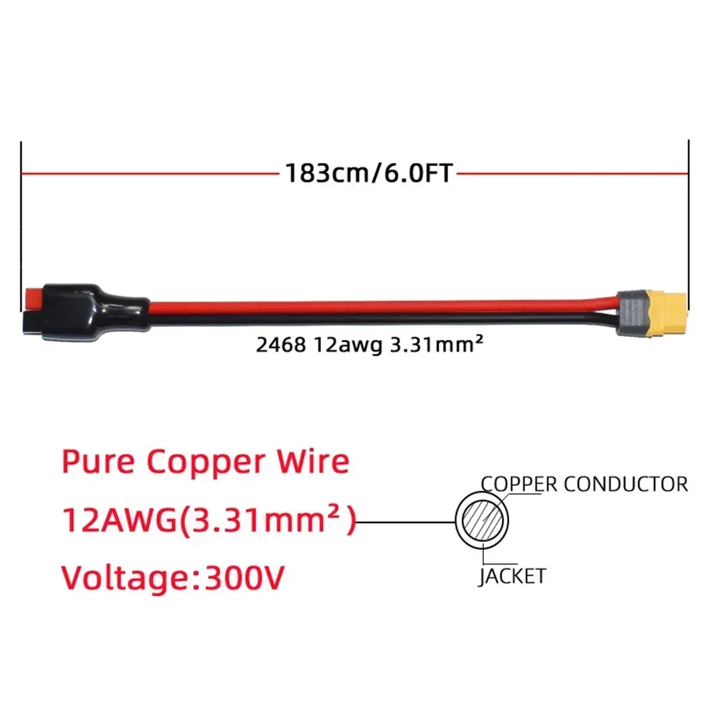 For Anderson To Female Adapter Cable 12awg 2 Cores Battery Cable 30cm 91.5cm Environmentally Friendly Connector Plug Set