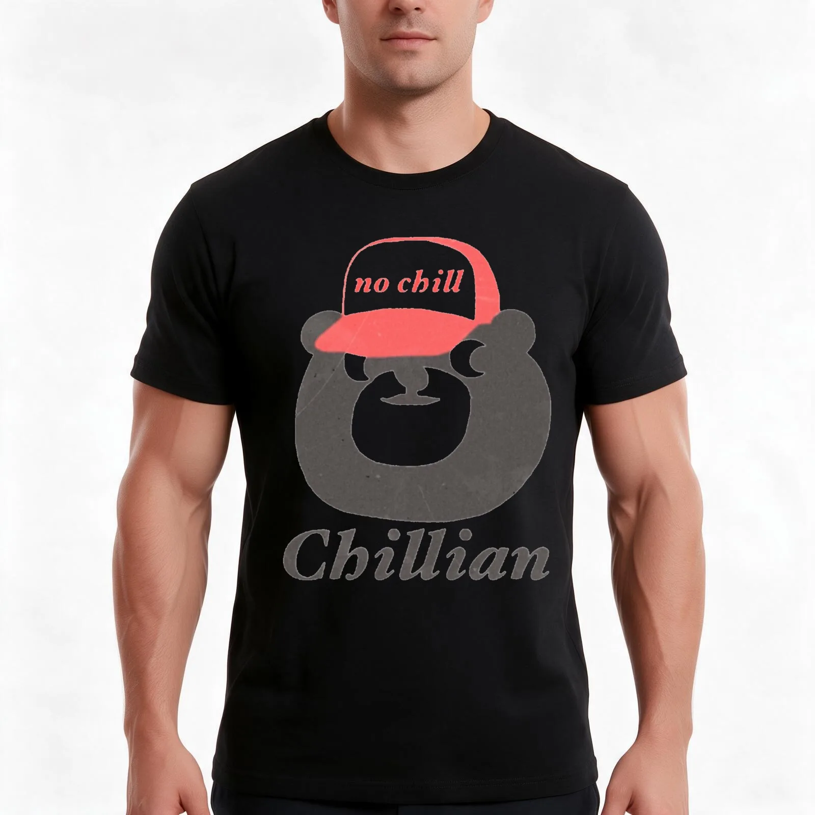 no chill bear T-Shirt, Summer Casual Cotton Tee, Oversized Streetwear Tops, Vintage Graphic Print, Loose Fit Short Sleeve