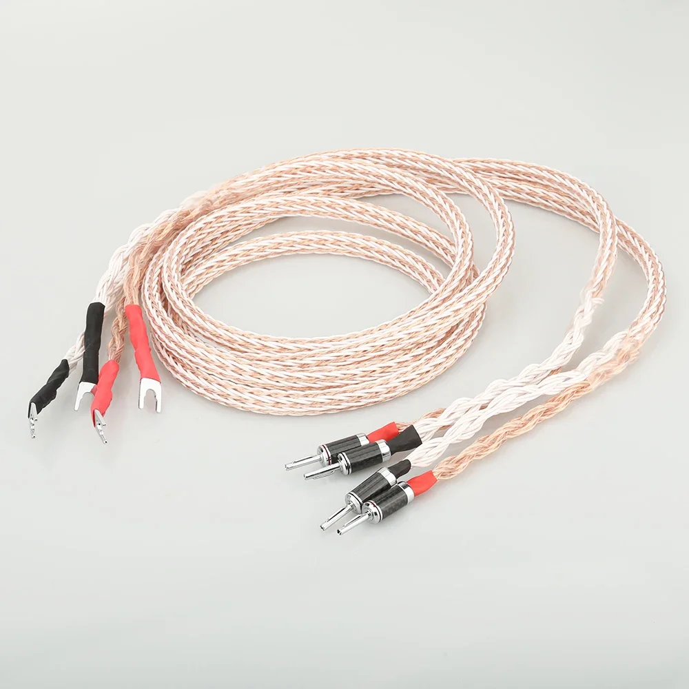 High Quality 12TC Speaker Cable OCC Copper Audiophile speaker cable HIFI Banana spade loudspeaker cable