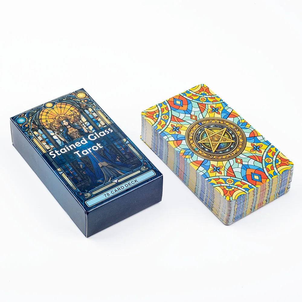 78-Card Complete Stained Glass Tarot Deck for Leisure Entertainment Family Gathering Divination - Standard Size 10.3*6cm