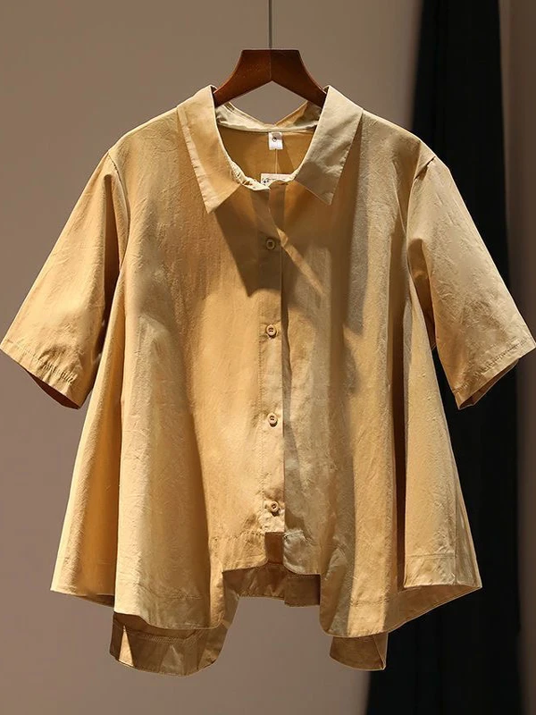 

Белый свободный хлопок ort Sve irt, женский летний повседневный дизайн Sense, японский Sle, осень 2024, чистый цвет