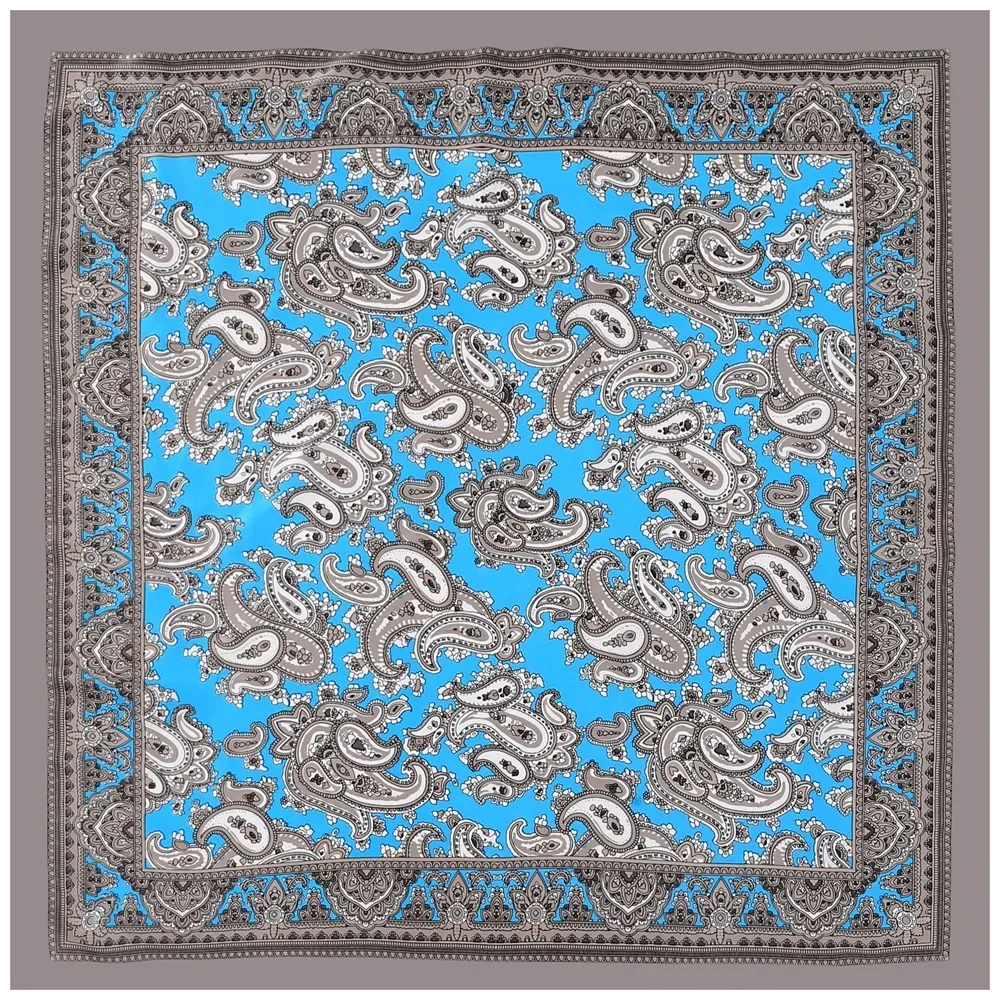 Men Silk Scarf 60cm Bohemian Retro Style Cashew Neutral Unisex Small Silk Scarf Square Scarf