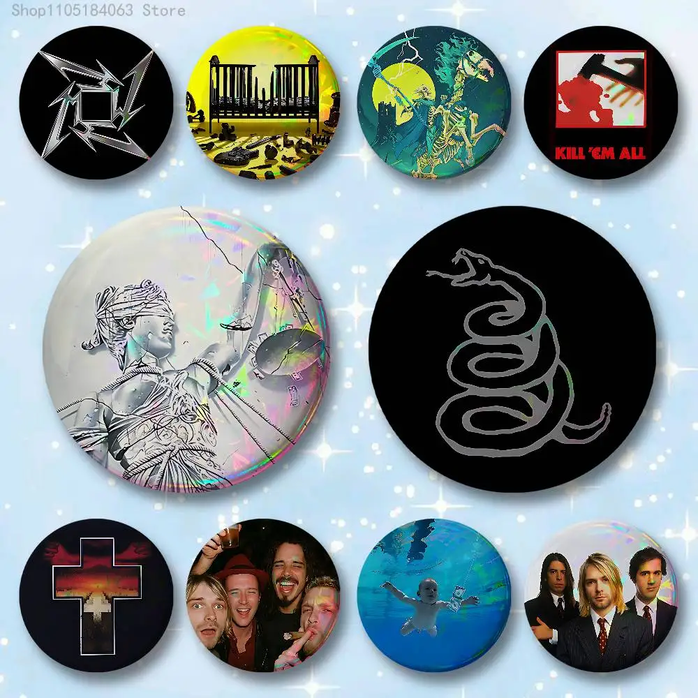 

sic Album M-Meta-llicaES Badges 25 32 44 58 75 mm Round Cosplay Pin Bag Decor Fans Collect Friends Gifts Brooch Souvenir
