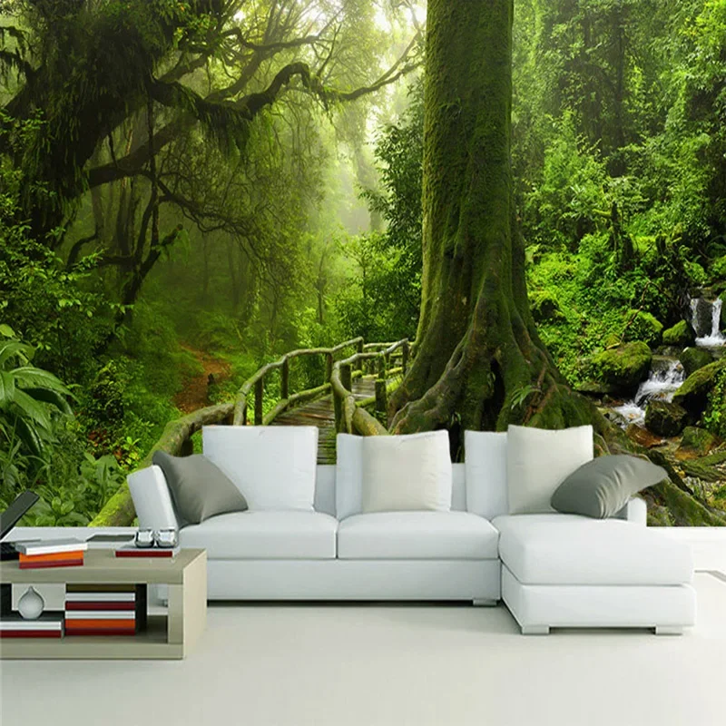 

3D Wallpaper Modern Green Forest Landscape Photo Wall Murals Living Room TV Sofa Background Waterproof Wall Cloth Home Decor 3 D