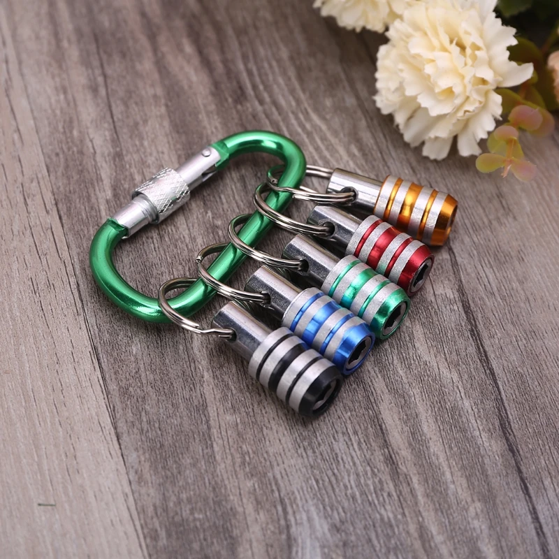 K1KA 5pcs 1/4 Inch Shank Keychain Extension Bar Screwdriver Bits Holder Socket Adapter Drill Bit Screw Adapter