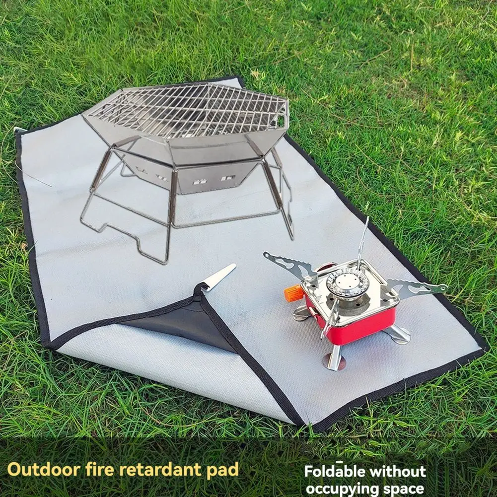 A71Z Camping ผ้าทนไฟ BBQ Grill Mat สารหน่วงไฟสําหรับ Camping เตาเต็นท์กลางแจ้ง Fire Pit แผ่นป้องกัน B