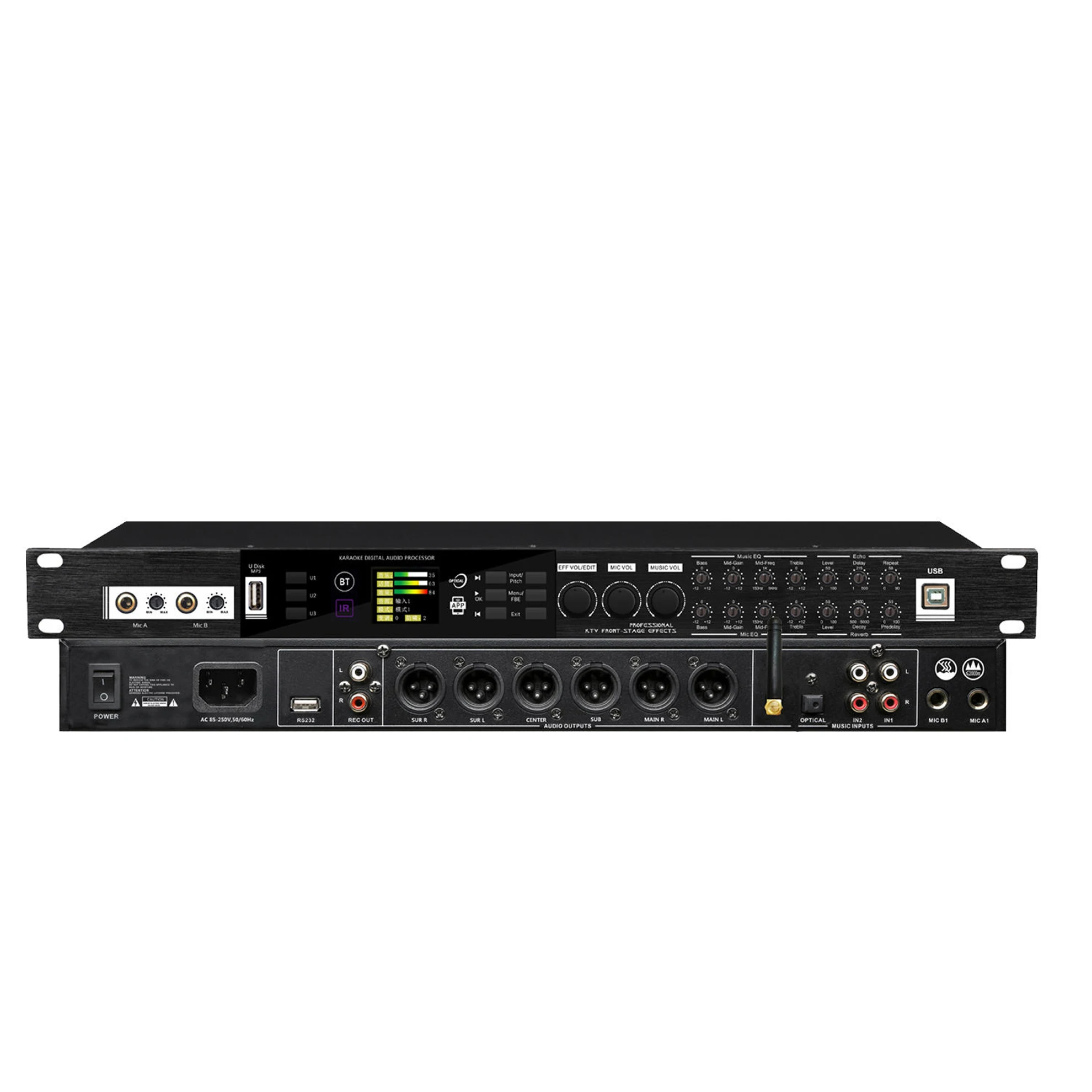 Professional K500 Front End Effects Device Stage Conference Home Karaoke Anti Howling Double Effect Digital Front Stage Effector