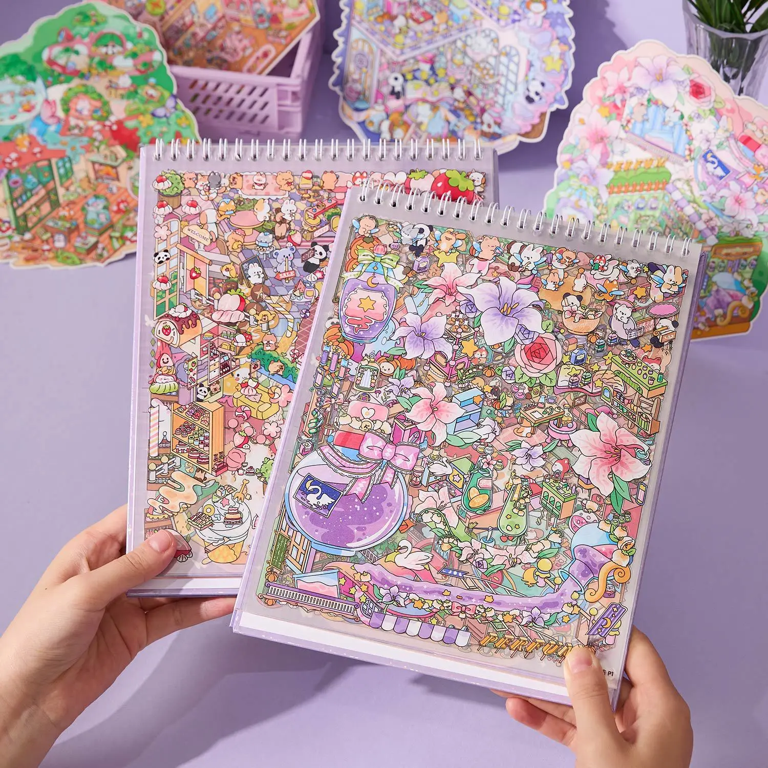 PLUS SIZE Miniature scene collection landscape stickers three-dimensional house collage toys