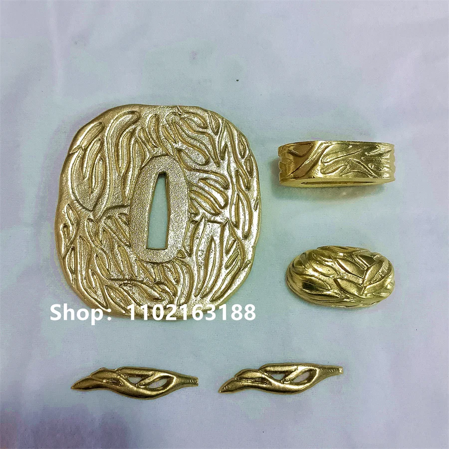 Very Good Copper Soild Brass Handguard Tsuba Guard Fuchi Kashira Menuki For Real Japanese Japan Samurai Katana Sword Fittings