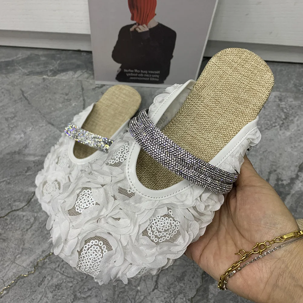 Fashion Women Slippers Summer Casual Flats Sandals Flowers Female Half Slippers Plus Size Women Shoes