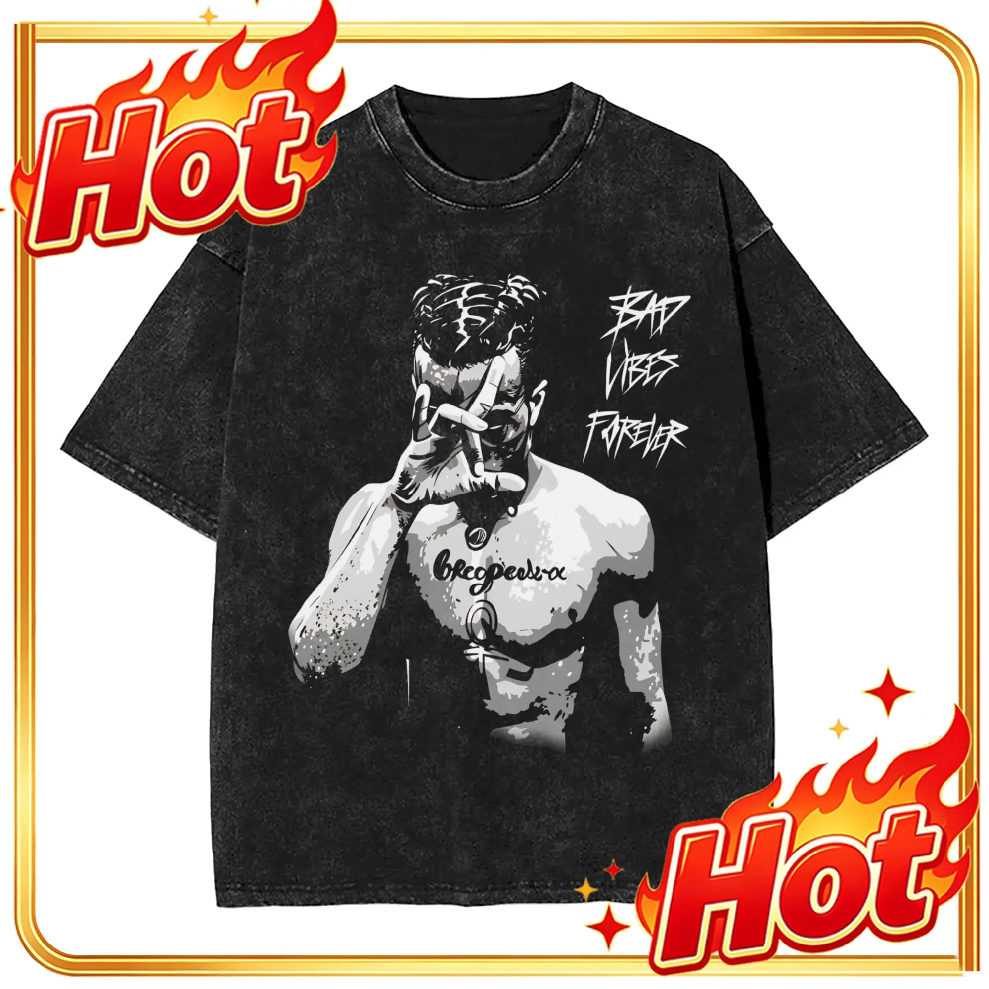 Custom Top Hot Remembering XXXTentacion Graphic Print T-shirt Men Women Vintage Washed Cotton Summer New Tee Harajuku