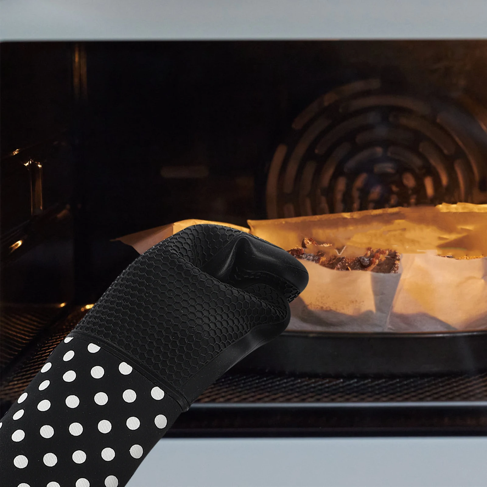 

2PCS Heat Gloves 300°C Cooking Glove Gel Oven Mitts Kitchen Cooking Baking Nonslip Safe Eco
