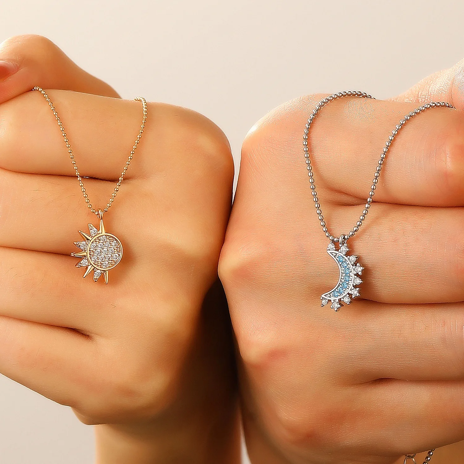 New Stainless Steel Magnetic Sun Moon Couple Necklace Fashion Chain for Men and Women Good Friend Gifts Trend Jewelry