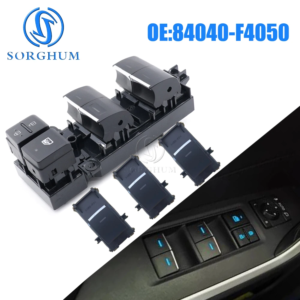 

SORGHUM Car Accessories for Toyota Yaris Rav4 CHR Electric Master Power Window Control Switch Regulator Button 84040-F4050 Blue