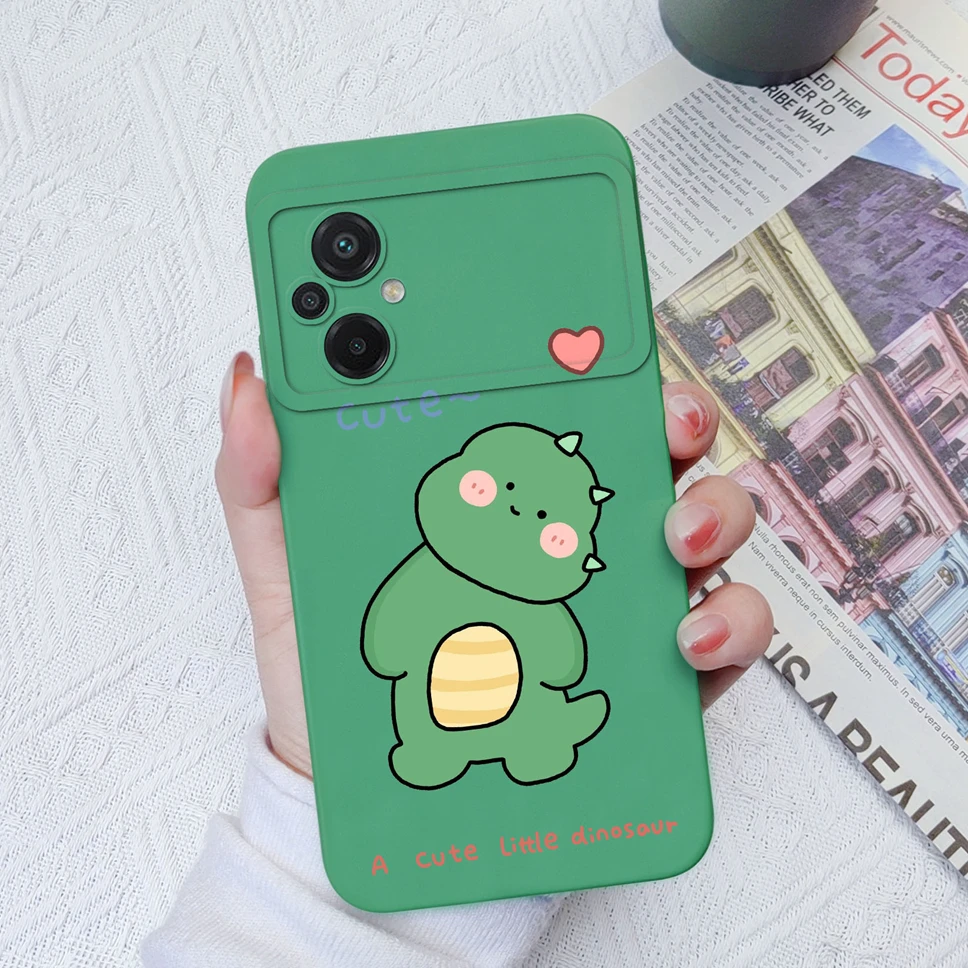 Phone Case For Xiaomi Poco M5 Camera Protection Soft Silicone Cover Cute Dinosaur Cases For Xiaomi PocoM5 Funda Capa 6.58 inches