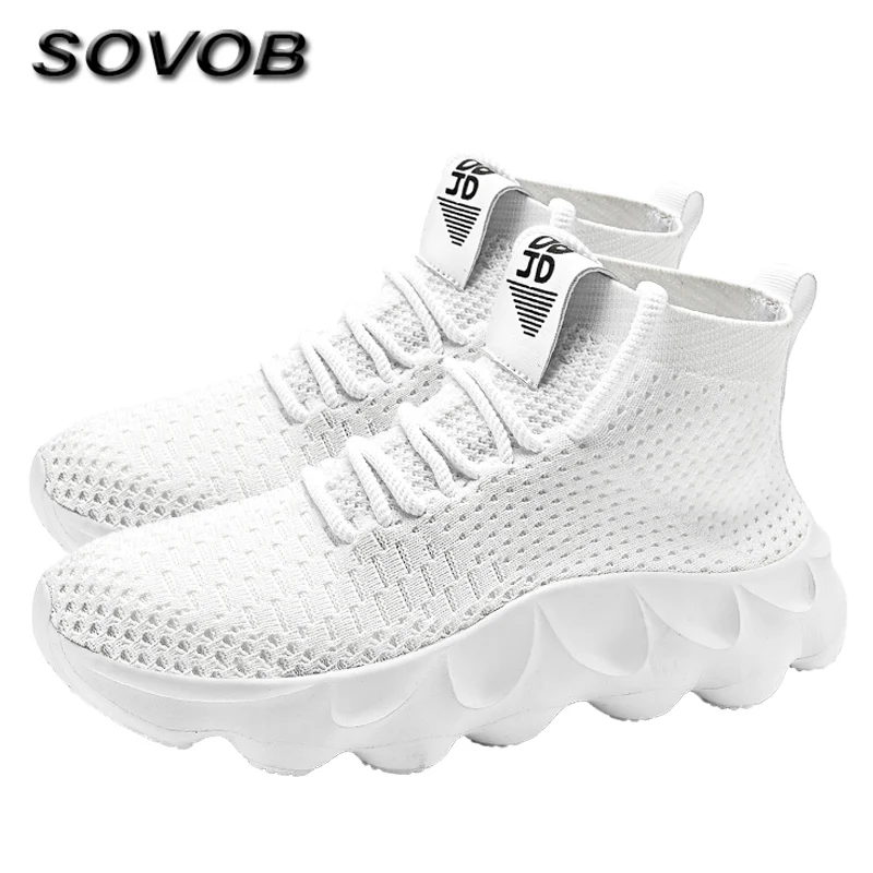 

Hot Selling White Men's Socks Shoes Large Size 36-46 Comfortable Breathable Couples Casual Shoes Platform Mesh Sneaker For Men