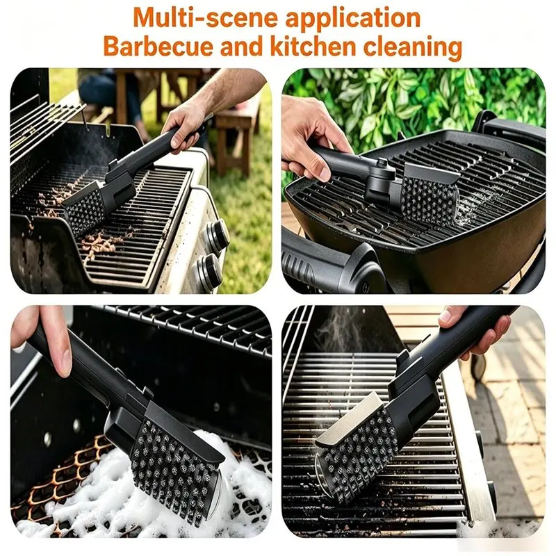 B50C For Barbecue Grate Motorized Grill Brush, Cordless Rechargeable BBQ Scrubber With Two Rollers Included Head