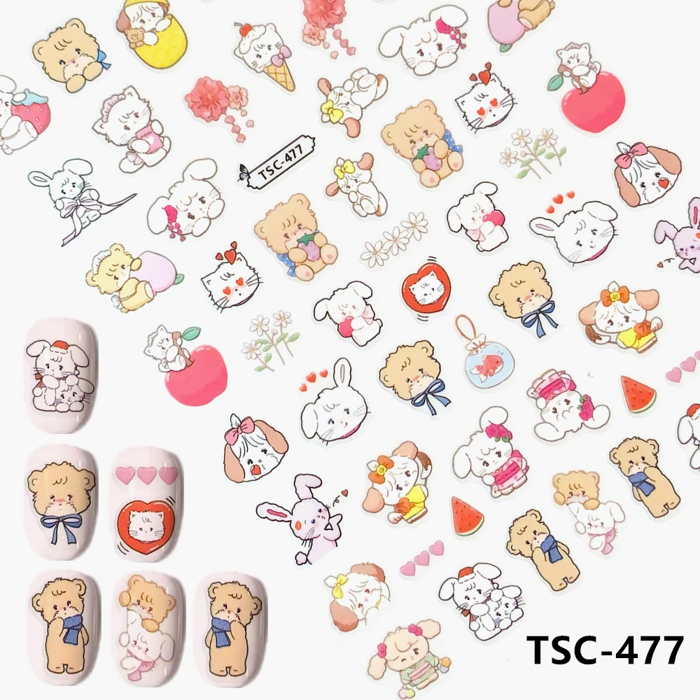 Newest TSC-477-478 Rabbit Rabbit Be Nail Stickers: Blossom Your Style 3d nail art stickers decal template diy nail tool decorati