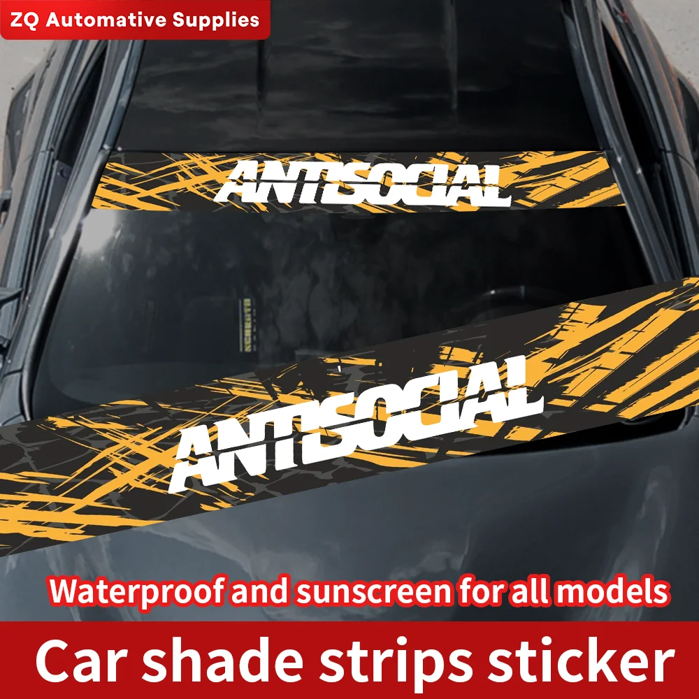 

ANTISOCIAL Car Sunshade Stickers Auto Front and Rear Windscreens Waterproof Sunscreen Window Decal Scratches Decor Accessories