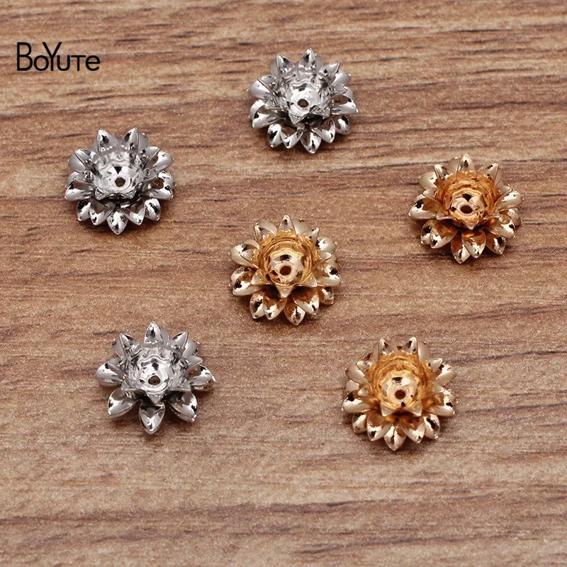 BoYuTe (100 Pieces/Lot) 11*5MM Three-Layer Metal Brass Flower Materials Diy Handmade Jewelry Accessories