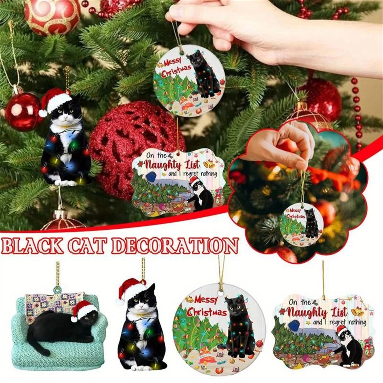 

1pc T Black Cat Hanging Decor, Christmas Ornament, Christmas Party Decoration, Christmas Tree Hanging Ornaments, Hot Sale 2024