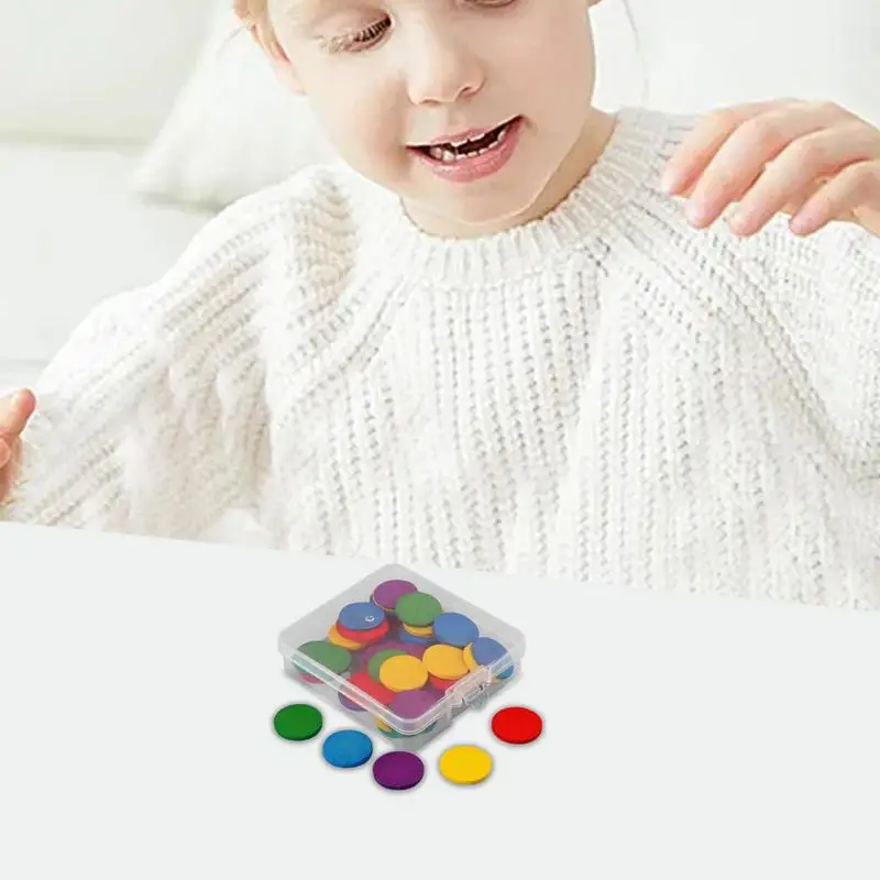 Pennarelli per bingo Chip Set da gioco rotondo in legno per matematica 50 pezzi Materiale didattico scolastico Giocattolo per lo sviluppo del cervello per le vacanze di compleanno