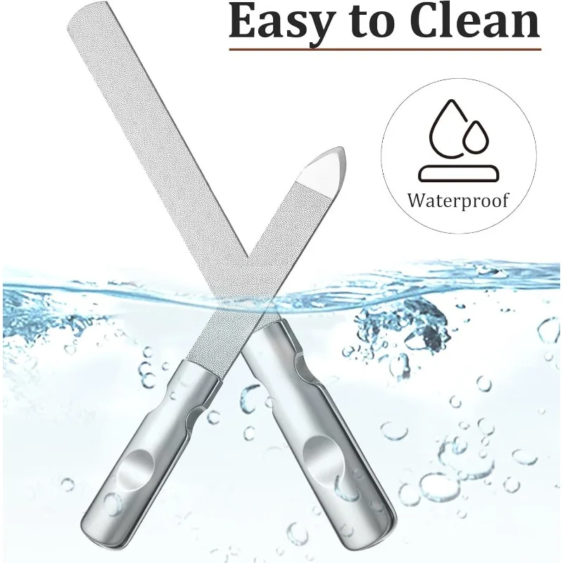 مبرد أظافر من الفولاذ المقاوم للصدأ على الوجهين مع مقبض من الخيزران أداة تلميع الأظافر أداة تلميع أظافر راقية مانيكير