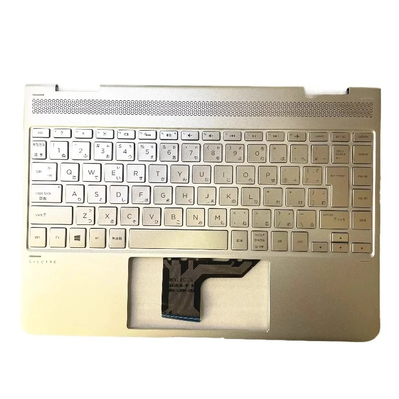 New Japanese Laptop Keyboard For HP Spectre X360 13-AC 13-W 13-W021TU TPN-Q178 Palmrest Top Cover Silver Bottom Base Case
