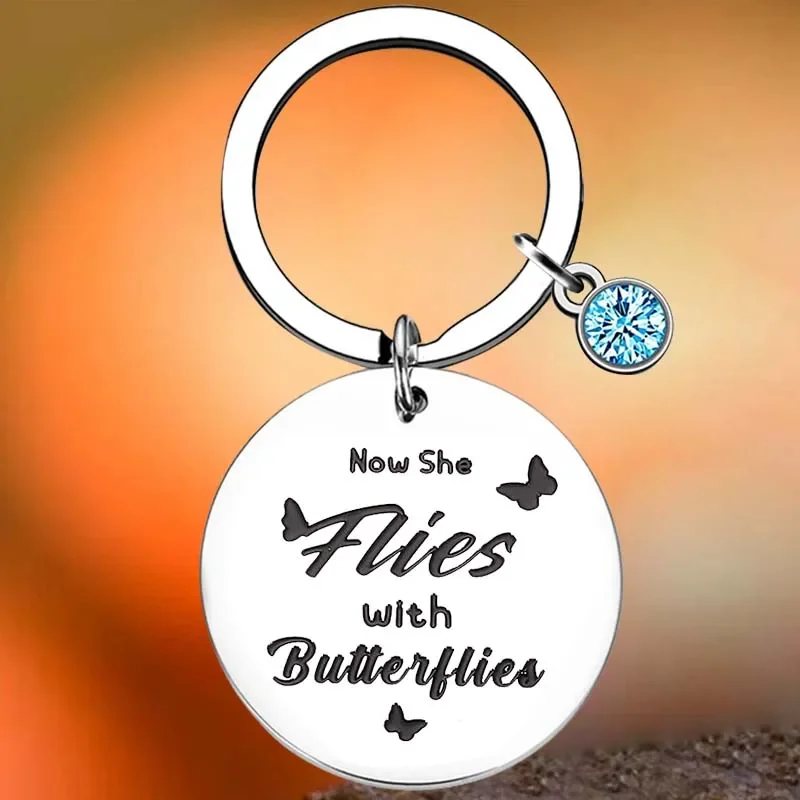 

Hot Butterfly Memorial Gift Key Chain Ring Loss of Mother Grandmother keychains pendant In Memory of Sister Daughter Friend Gift