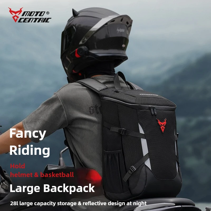 

Motocentric Motorcycle Rider Equipment Helmet Basketball 28L Backpack Waterproof Outdoor Adjustable Business Travel Laptop Bag
