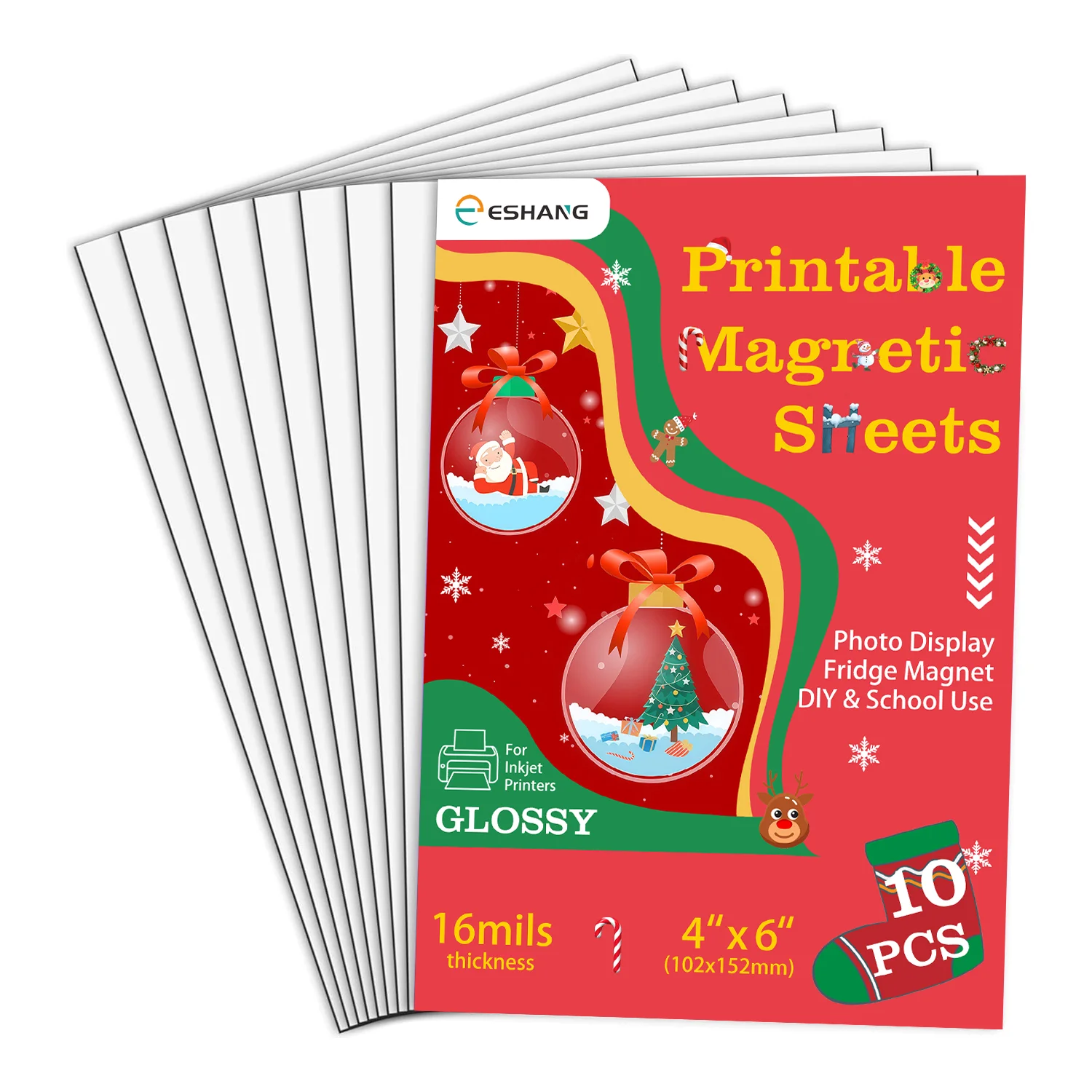 

10 магнитных листов для печати, глянцевая гибкая бумага размером 4 × 6 дюймов, нелипкая, подходит для струйных принтеров, для создания фото-магнитов своими руками.