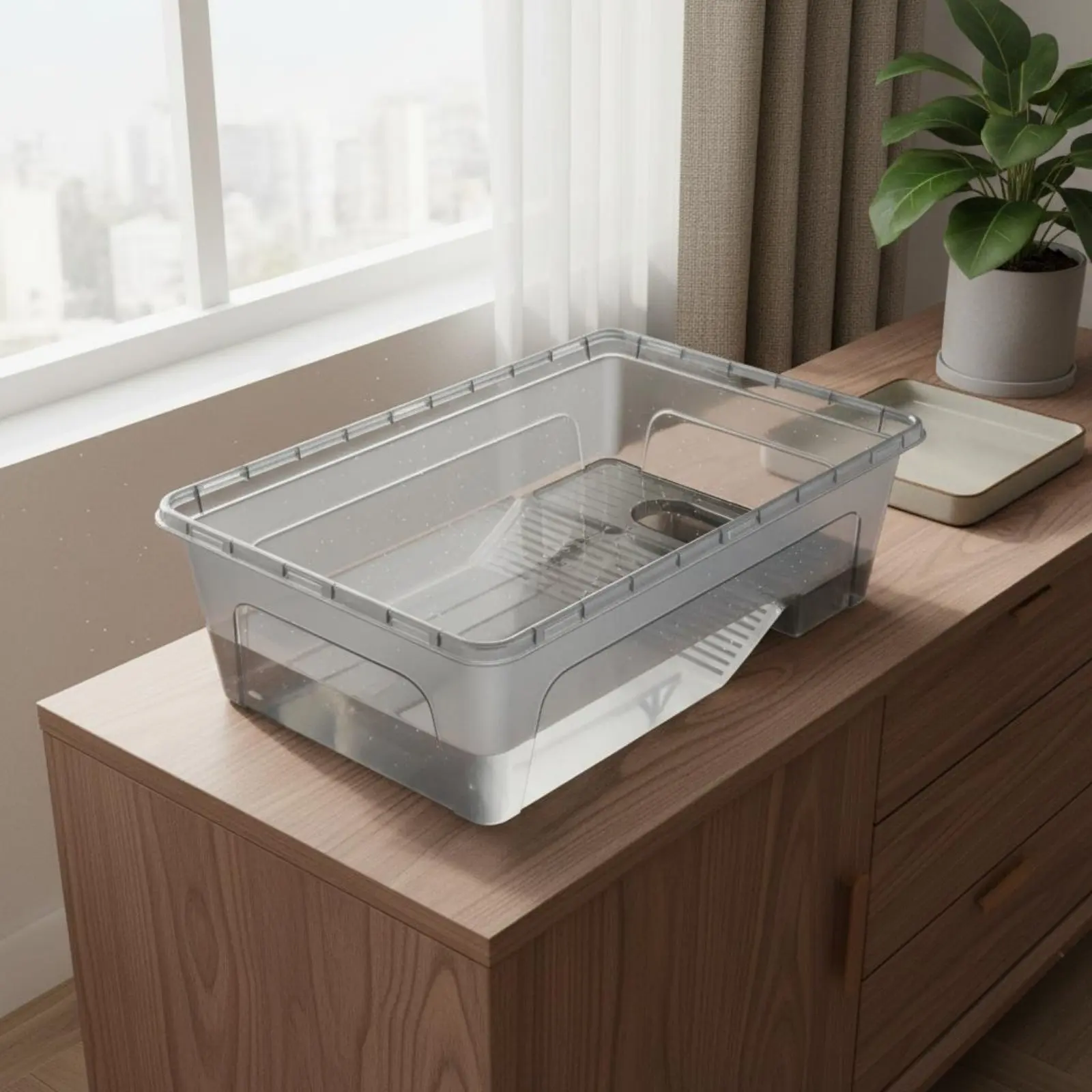 

Turtle Enclosure with Basking Deck Easy Water Change Aquatic Turtle Breeding Box Amphibian Terrarium Long-Lasting Thickened