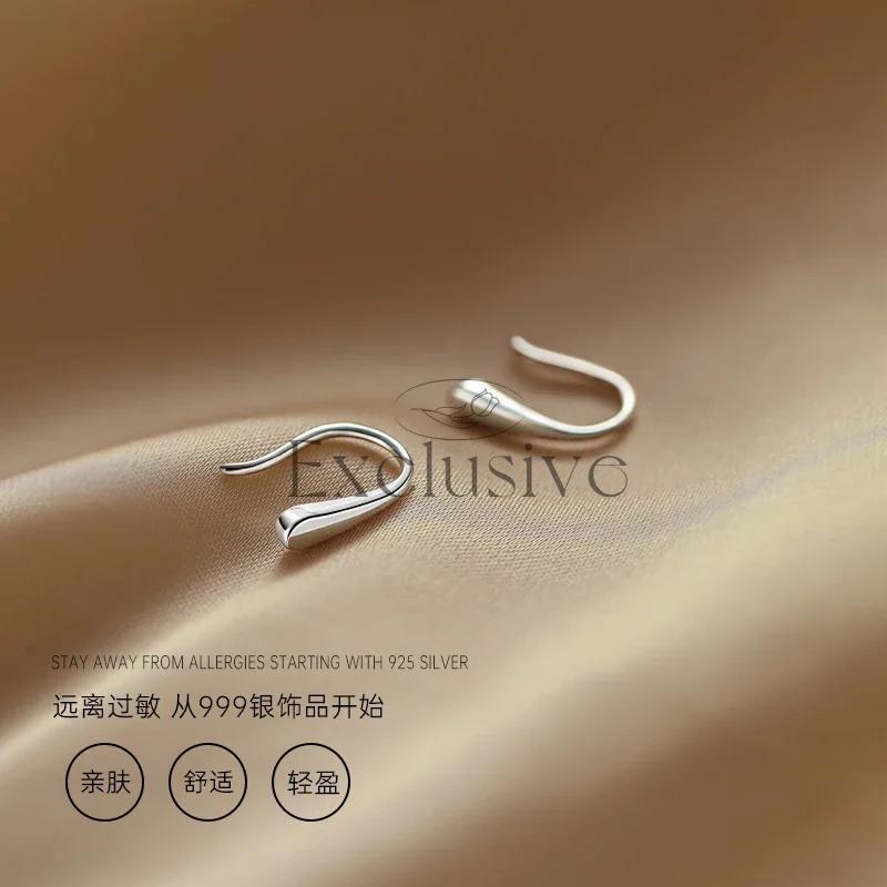 999 sterling silver stud earrings for women's cold wind advanced feeling water drop earrings