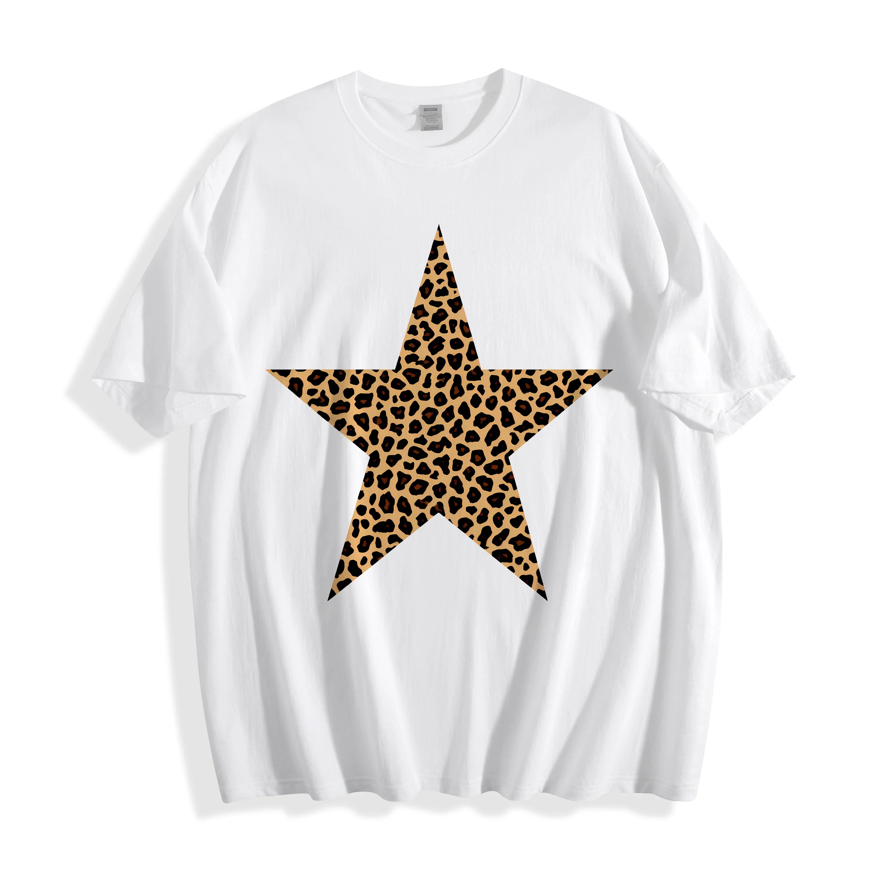

Teevo Summer T-Shirts 2025 Casual Short Sleeve Round Neck Star Leopard Print Pattern Print Daily Loose T-Shirts For Men