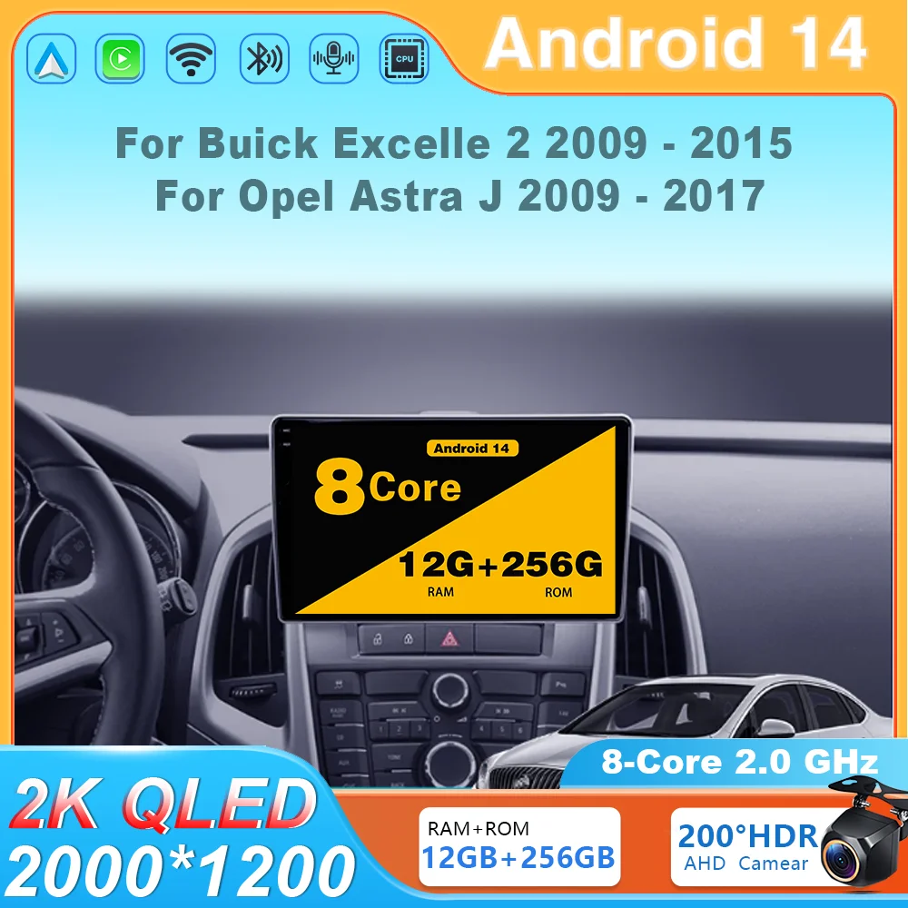 

Android 14 Car Radio Carplay Player Multimedia Navigation GPS BT For Buick Excelle 2 2009 - 2015 For Opel Astra J 2009 - 2017