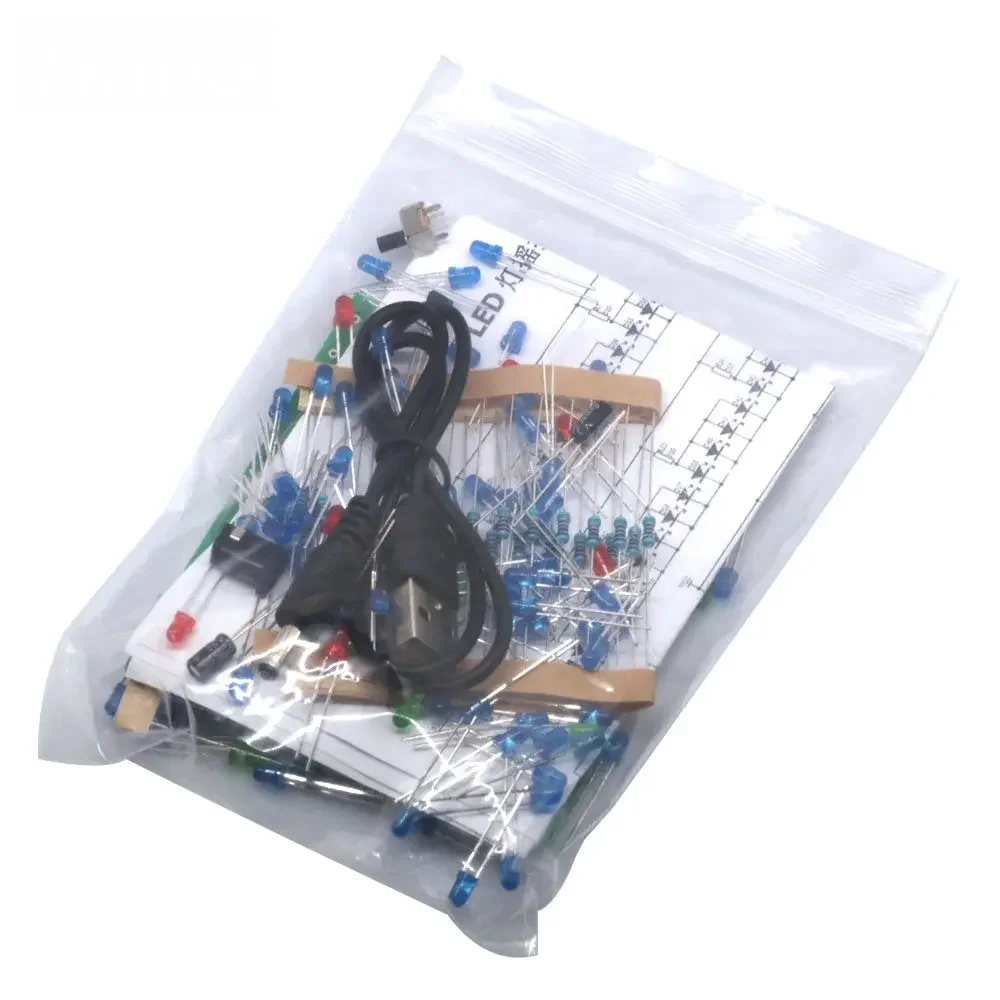 ​Portable 95-LED Wind Chime Kit with Soldering Practice Circuit, DC 5V Operation, and Interactive Light & Sound Effects
